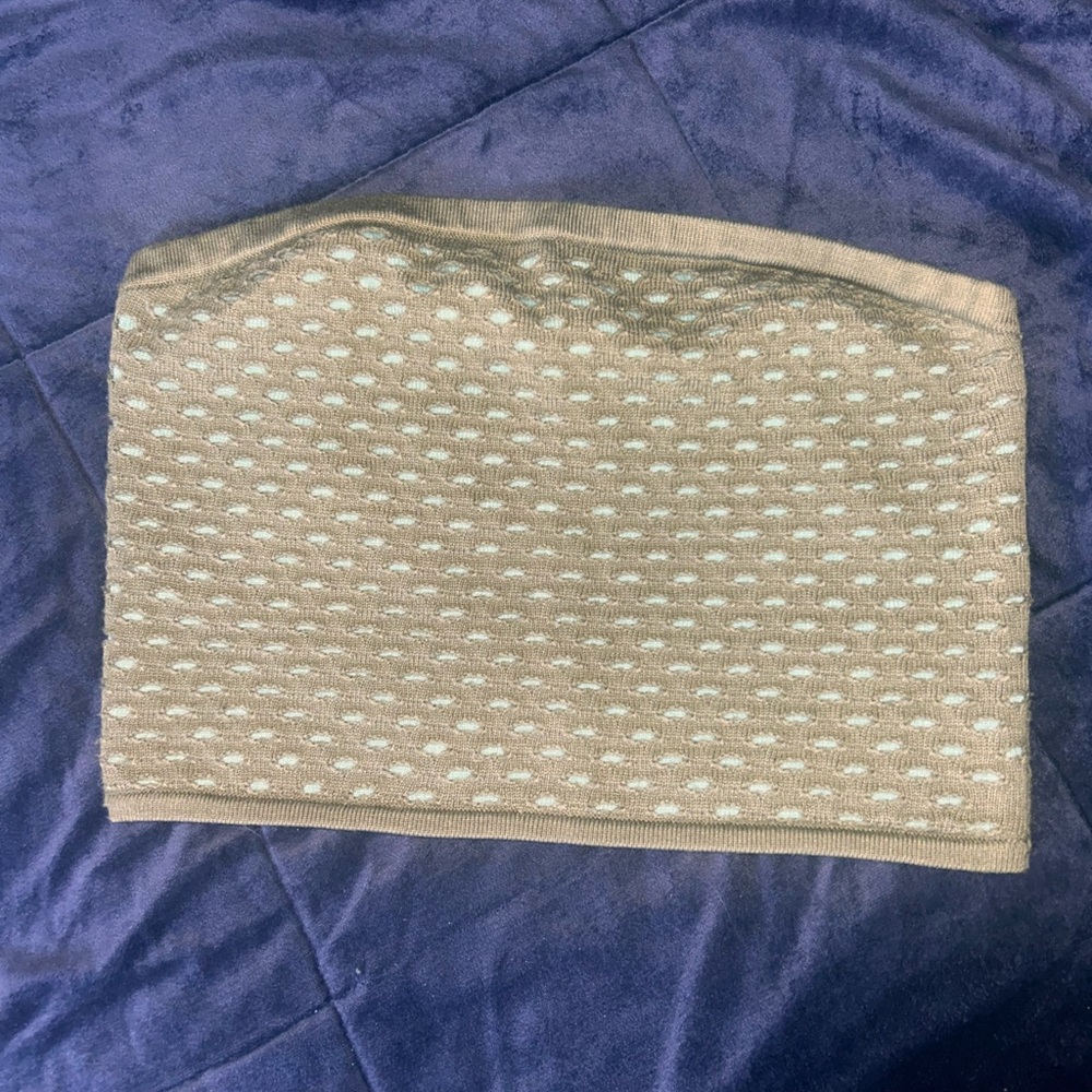 Aerie Knit Bandeau Tube Top in Beige and Light Blue